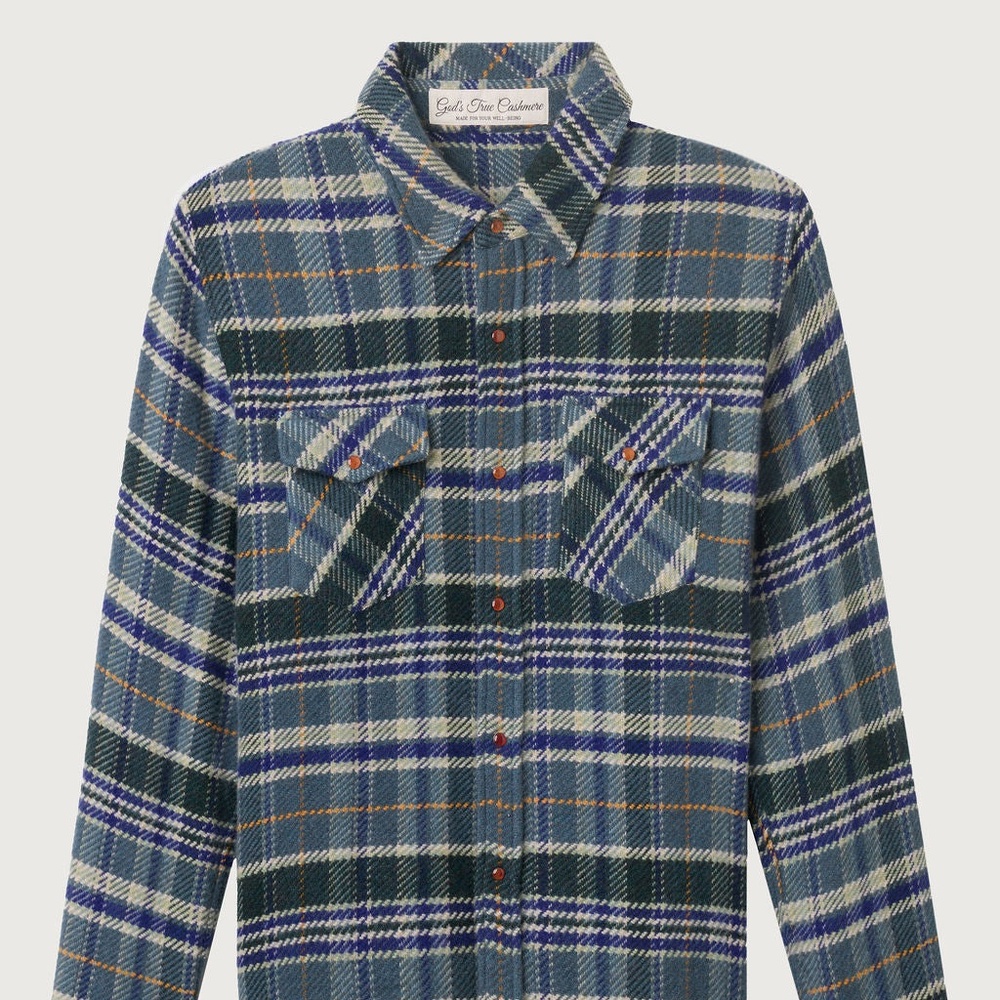 God’s True Cashmere Oceantide Plaid Cashmere Shirt